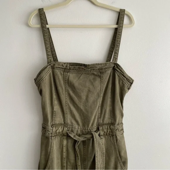 Free People Go West Utility Jumpsuit Moss green size large coverall cargo army L - Picture 6 of 15